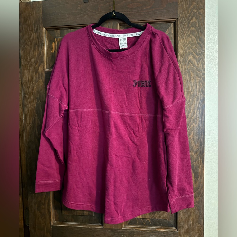 NWT Victoria’s Secret PINK Sweatshirt Fleece Lined Women’s Large Magenta Pink